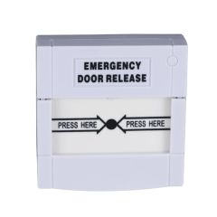 RESETABLE EMERGENCY DOOR RELEASE BUTTON, DPDT, WHITE White