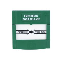 RESETABLE EMERGENCY DOOR RELEASE BUTTON, DPDT, GREEN Green
