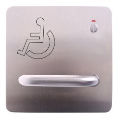 202 EXT PLATE DISABLED SYMBOL O\LINE & PRIV IND EMERG TURN & 96LEV RH Satin Stainless