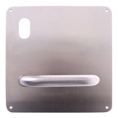 203 INTERIOR PLATE MISC ENG W/CYLINDER HOLE & 96 LEVER LH Satin Stainless