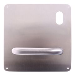 203 INTERIOR PLATE MISC ENG W/CYLINDER HOLE & 96 LEVER RH Satin Stainless