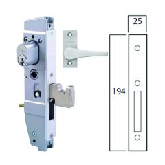 3642 - SHORT B'SET MORTICE DEADLOCK CYL & TEARDROP TURN (METAL) Satin Chrome