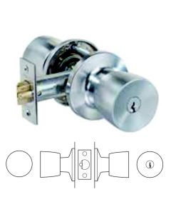 536 SERIES KEY IN KNOB ESCAPE LOCKSET 6MK Satin Chrome