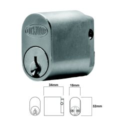 LOCKWOOD 570 AUSTRALIAN OVAL CYLINDER WITH M CAM 6RP Satin Chrome