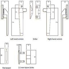 SERIES 25 FASTENER LEFT HAND NON LOCKABLE TP Satin Chrome Pearl