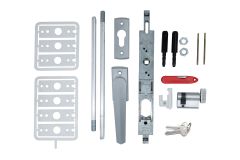 TBL LKG + ARIA HDL SC + STD RODS & TIPS CYL-ESCUTCHEON + SECURITURN Satin Chrome