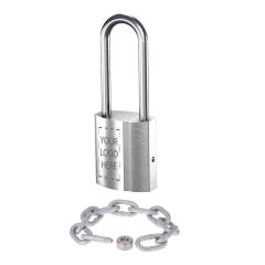 ABLOY PROTEC2 48MM BRASS PADLOCK 50MM BORON STEEL 8MM DIAMETER SHACKLE MK & AAA ATTACHMENT CHAIN No Finish