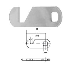 ABLOY HOOK CAM A=35MM B=27MM C=20.5MM No Finish