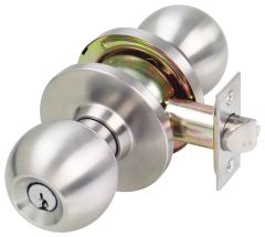 KEY IN KNOB DOUBLE CYL GLASS DOOR SET 60MM TP 5PK Satin Stainless
