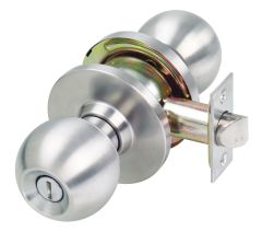 KEY IN KNOB SINGLE CYL EXTERIOR DEADLATCH SET 5KA 60MM TP Satin Stainless Steel