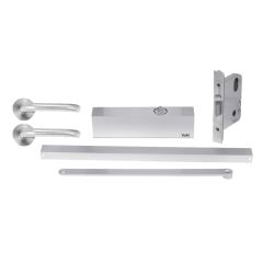 YALE SIMPLICITY KIT MORTICE LOCK, SIZE 3 SLIDE RAIL DOOR CLOSER, S2 LEVER SET WITH ESCUTCHEON Satin Stainless